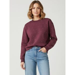 ✨ A New Day Sparkly Burgundy Rhinestone Sweatshirt - Size Medium